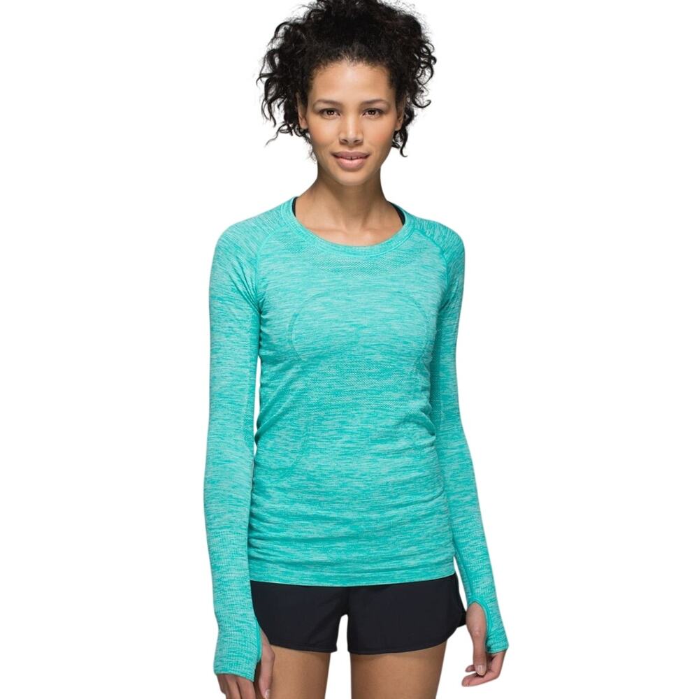 Lululemon Swiftly Tech Long Sleeve Crew 6 ORIGINAL Fit Heathered Blue Tropics